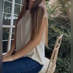 Women’s Elegant Cream Knit Tunic Top